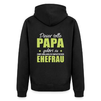 Papa gehört zu Ehefrau Eheleben Elternzeit Familie - Unisex Premium Bio Zip Hoodie - Schwarz - Hinten - Nico (187cm)