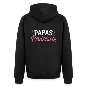 Papas Prinzessin Töchter Nachwuchs Schwangerschaft - Unisex Premium Bio Zip Hoodie - Schwarz - Hinten - Nico (187cm)