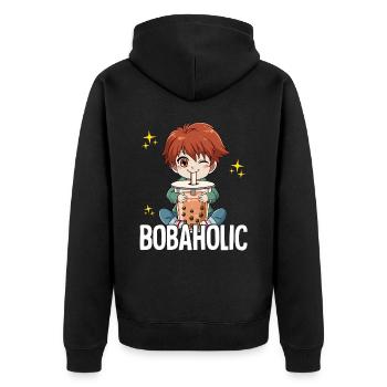 Bubble Tea Anime Boy Boba Tea Bobaholic - Veste à capuche bio Premium Unisexe - noir - Dos - Nico (187cm)