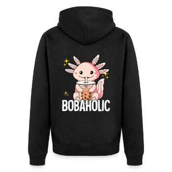 Bubble Tea Axolotl Boba Tea Bobaholic - Veste à capuche bio Premium Unisexe - noir - Dos - Nico (187cm)
