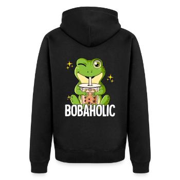 Bubble Tea Frog Boba Tea Bobaholic - Veste à capuche bio Premium Unisexe - noir - Dos - Nico (187cm)