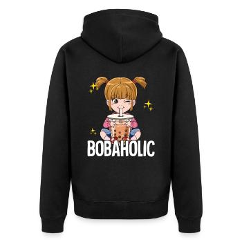 Bubble Tea Girl Boba Tea Bobaholic - Veste à capuche bio Premium Unisexe - noir - Dos - Nico (187cm)