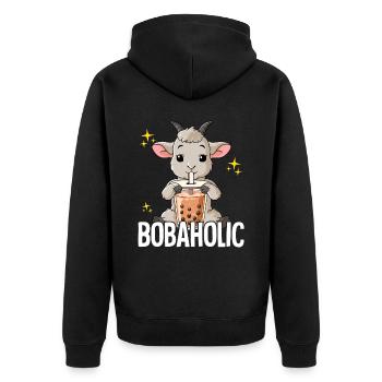 Bubble Tea Chèvre Boba Tea Bobaholic - Veste à capuche bio Premium Unisexe - noir - Dos - Nico (187cm)