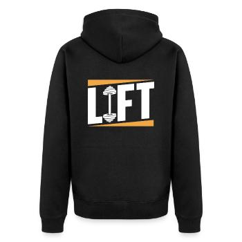 Lift Workout Gym Gewichtheber Gewichtheben - Unisex Premium Bio Zip Hoodie - Schwarz - Hinten - Nico (187cm)
