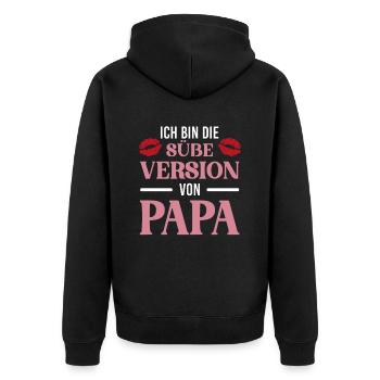 Süße Version Von Papa Kussmund Väterlich Töchter - Unisex Premium Bio Zip Hoodie - Schwarz - Hinten - Nico (187cm)