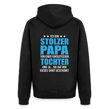 Stolzer Papa Fantastischen Tochter Geschenk Papa - Unisex Premium Bio Zip Hoodie - Schwarz - Hinten - Nico (187cm)