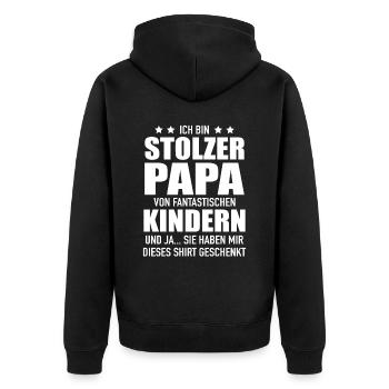 Stolzer Papa Fantastischen Kindern Geschenk Papa - Unisex Premium Bio Zip Hoodie - Schwarz - Hinten - Nico (187cm)