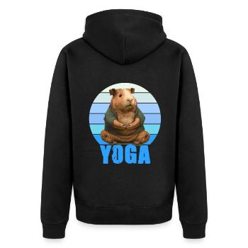 Yoga Meerscheinchen Yogaübung Stretching Dehnen - Unisex Premium Bio Zip Hoodie - Schwarz - Hinten - Nico (187cm)