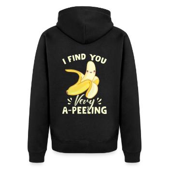 I Find You Very A-Peeling - Unisex Premium Organic Zip Hoodie - black - Back - Nico (187cm)