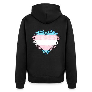 Transgender Stolz Trans Flagge Herzen Sublte LGBTQ - Unisex Premium Bio Zip Hoodie - Schwarz - Hinten - Nico (187cm)