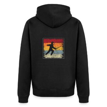 Fechten Retro - Unisex Premium Bio Zip Hoodie - Schwarz - Hinten - Nico (187cm)