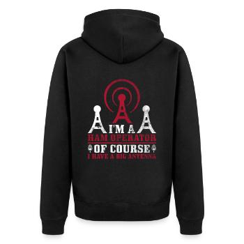 Amateurfunk-design Für Amateurfunk - Unisex Premium Bio Zip Hoodie - Schwarz - Hinten - Nico (187cm)