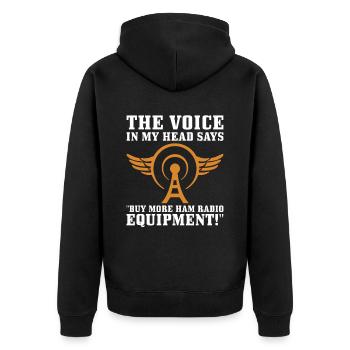 Amateurfunk Design Für Amateurfunker - Unisex Premium Bio Zip Hoodie - Schwarz - Hinten - Nico (187cm)