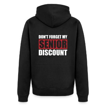 Pensioner pension funny - Unisex Premium Organic Zip Hoodie - black - Back - Nico (187cm)
