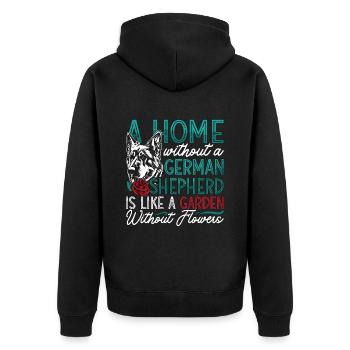 German Shepherd A Home Without A Military Dogs - Unisex Premium Organic Zip Hoodie - black - Back - Nico (187cm)