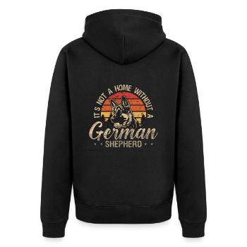 German Shepherd It's Not A Home Without A Canine - Unisex Premium Organic Zip Hoodie - black - Back - Nico (187cm)