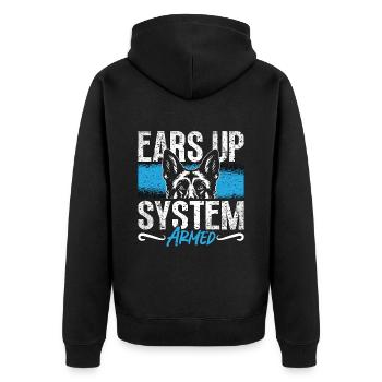 German Shepherd Ears Up System Armed Police Dogs - Unisex Premium Organic Zip Hoodie - black - Back - Nico (187cm)