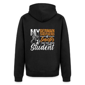 My German Shepherd Is Smarter Than Military Dogs - Unisex Premium Organic Zip Hoodie - black - Back - Nico (187cm)