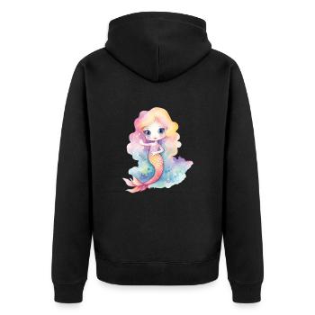 Mignonne Sirène Fille Femme Maman Anniversaire Sirène - Veste à capuche bio Premium Unisexe - noir - Dos - Nico (187cm)