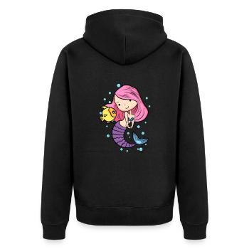 Mignonne Sirène Fille Femme Maman Anniversaire Sirène - Veste à capuche bio Premium Unisexe - noir - Dos - Nico (187cm)