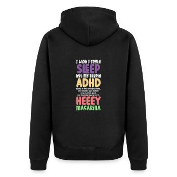 ADHS ADHD Aufmerksamkeit Defizit Geschenk - Unisex Premium Bio Zip Hoodie - Schwarz - Hinten - Nico (187cm)