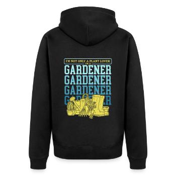 Jardin, jardinier amateur, jardinage, jardinier, cadeau - Veste à capuche bio Premium Unisexe - noir - Dos - Nico (187cm)