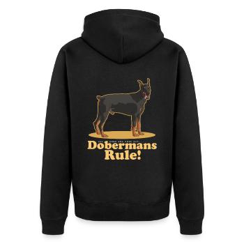 Doberman Dog Dog Owner Gift - Unisex Premium Organic Zip Hoodie - black - Back - Nico (187cm)
