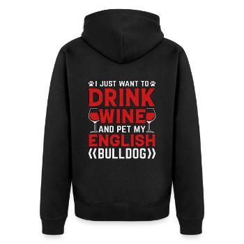 Je veux juste boire du vin et caresser mon bouledogue - Veste à capuche bio Premium Unisexe - noir - Dos - Nico (187cm)