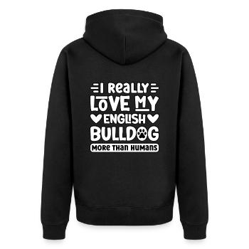 J’aime vraiment mon bouledogue anglais plus que les humains - Veste à capuche bio Premium Unisexe - noir - Dos - Nico (187cm)
