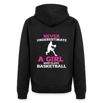 Basketball - Unisex Premium Bio Zip Hoodie - Schwarz - Hinten - Nico (187cm)