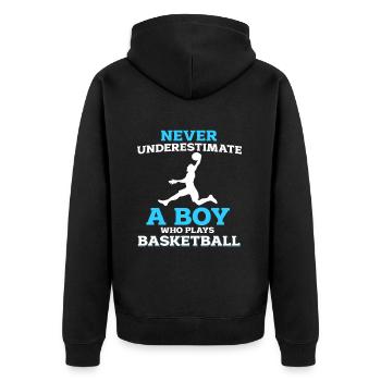 Basketball - Unisex Premium Bio Zip Hoodie - Schwarz - Hinten - Nico (187cm)