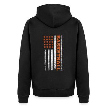 Basketball - Unisex Premium Bio Zip Hoodie - Schwarz - Hinten - Nico (187cm)