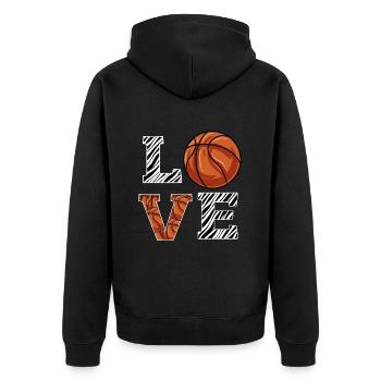 Basketball - Unisex Premium Bio Zip Hoodie - Schwarz - Hinten - Nico (187cm)