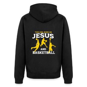 Basketball - Unisex Premium Bio Zip Hoodie - Schwarz - Hinten - Nico (187cm)