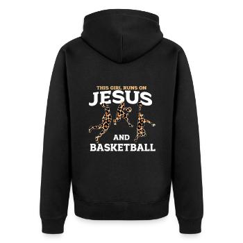 Basketball - Unisex Premium Bio Zip Hoodie - Schwarz - Hinten - Nico (187cm)