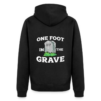 Ein Bein Witz Humor Geschenk - Unisex Premium Bio Zip Hoodie - Schwarz - Hinten - Nico (187cm)