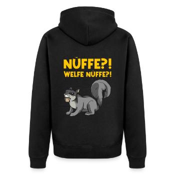 Nüffe Guelph Nuts Nmuss Lover Squirrel - Unisex Premium Organic Zip Hoodie - black - Back - Nico (187cm)