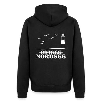 Nordsee Küste Strand Nordseeküste - Unisex Premium Bio Zip Hoodie - Schwarz - Hinten - Nico (187cm)