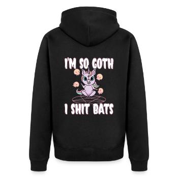 Satan Beelzebub Teufel Gothic Pentagram Mystisch - Unisex Premium Bio Zip Hoodie - Schwarz - Hinten - Nico (187cm)