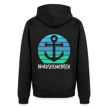 Nordsee Küste Nordseemensch Nordseeküste - Unisex Premium Bio Zip Hoodie - Schwarz - Hinten - Nico (187cm)