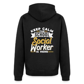 Keeping calm The school social worker is a profession - Unisex Premium Organic Zip Hoodie - black - Back - Nico (187cm)