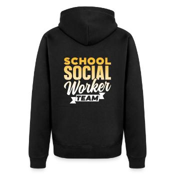 School Social Worker Team School Social Work School - Unisex Premium Organic Zip Hoodie - black - Back - Nico (187cm)