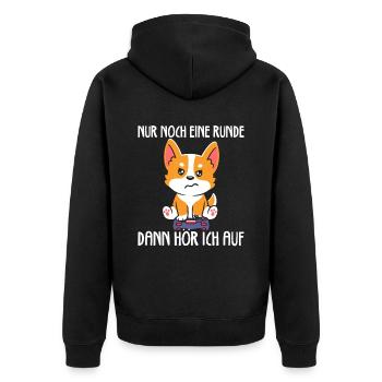 Nur Noch Eine Runde Zocken Gamer Hund - Unisex Premium Bio Zip Hoodie - Schwarz - Hinten - Nico (187cm)