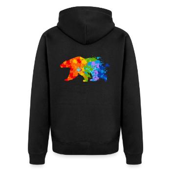 Polarbär Splash Art Eisbär - Unisex Premium Bio Zip Hoodie - Schwarz - Hinten - Nico (187cm)