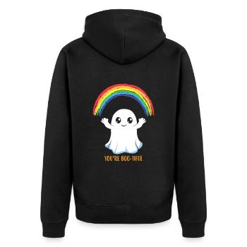 Vous êtes Bootiful Ghost Rainbow Ghost - Veste à capuche bio Premium Unisexe - noir - Dos - Nico (187cm)