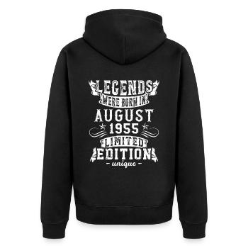 Birthday August 1955 year Limited Edition Retro - Unisex Premium Organic Zip Hoodie - black - Back - Nico (187cm)