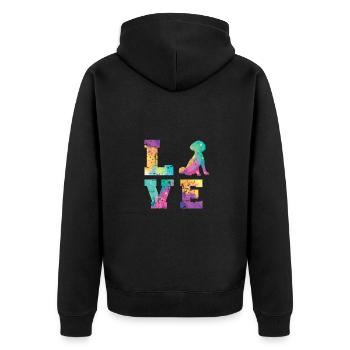 Poodle Love - Unisex Premium Organic Zip Hoodie - black - Back - Nico (187cm)