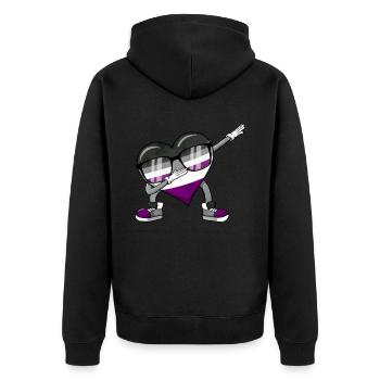 Asexual Pride Ace Flag Dabbing Heart Sublte LGBTQ - Unisex Premium Bio Zip Hoodie - Schwarz - Hinten - Nico (187cm)