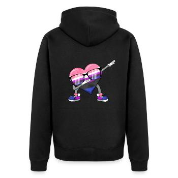 Genre Fluid Pride Flag Polka Dot Heart Sublte LGBTQ - Veste à capuche bio Premium Unisexe - noir - Dos - Nico (187cm)