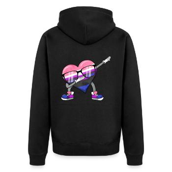 Genre Fluid Pride Flag Polka Dot Heart Sublte LGBTQ - Veste à capuche bio Premium Unisexe - noir - Dos - Nico (187cm)